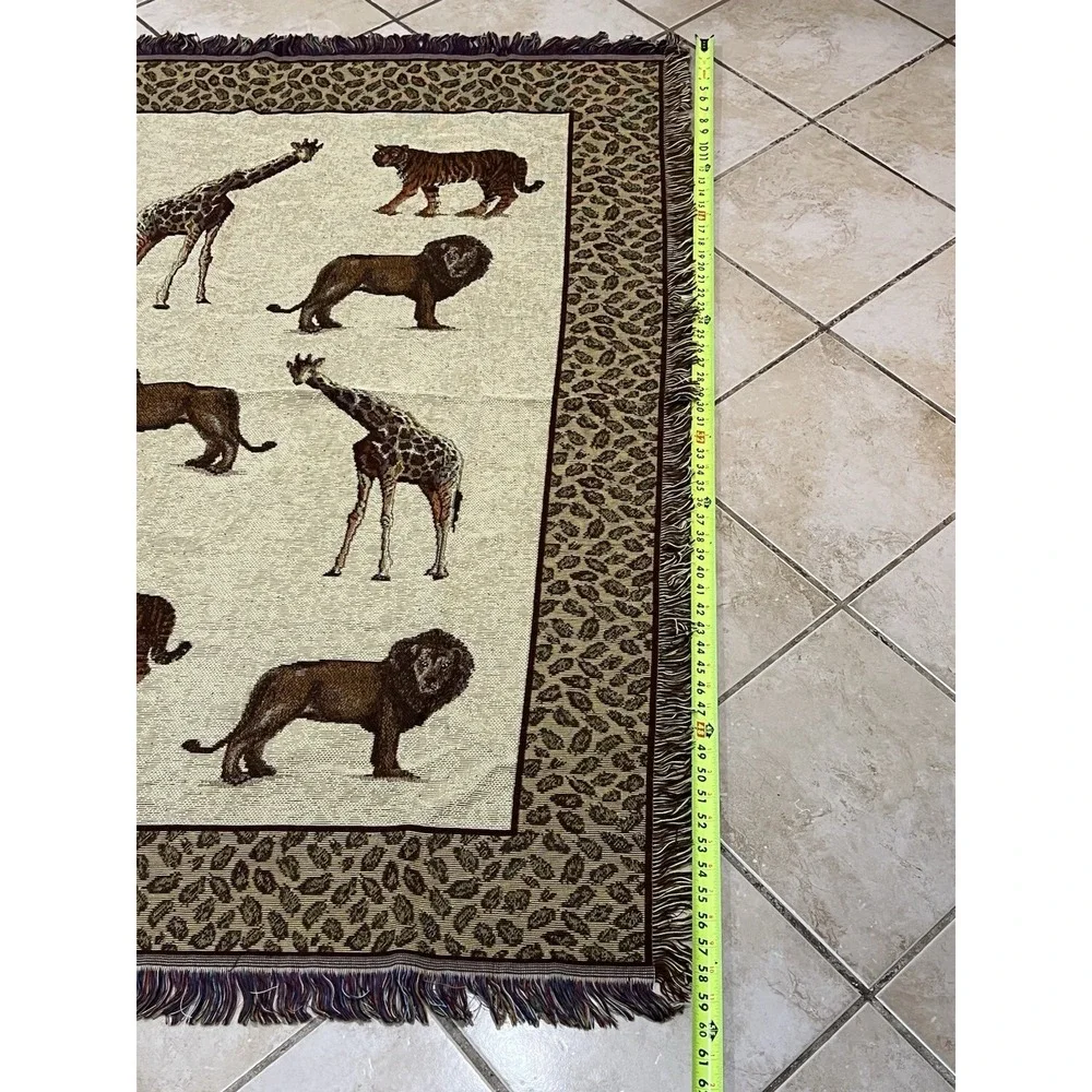 VTG  American Weavers Safari Tapestry Throw Blanket 60